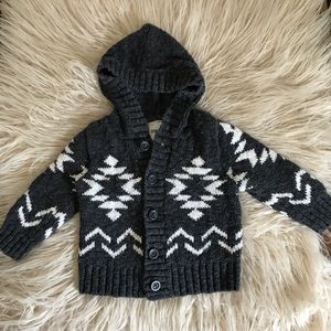 Button up sweater with hood